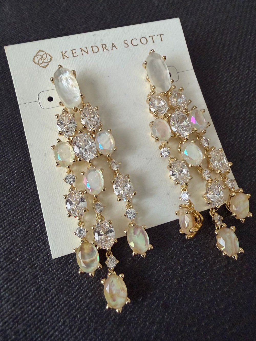Kendra Scott Cailin Gold Statement Drop Earrings NWT - Picture 4 of 13
